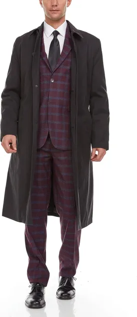 Adam Baker Men's Single & Double Breasted Belted Trench Coat Classic All Year Round Twill Raincoat