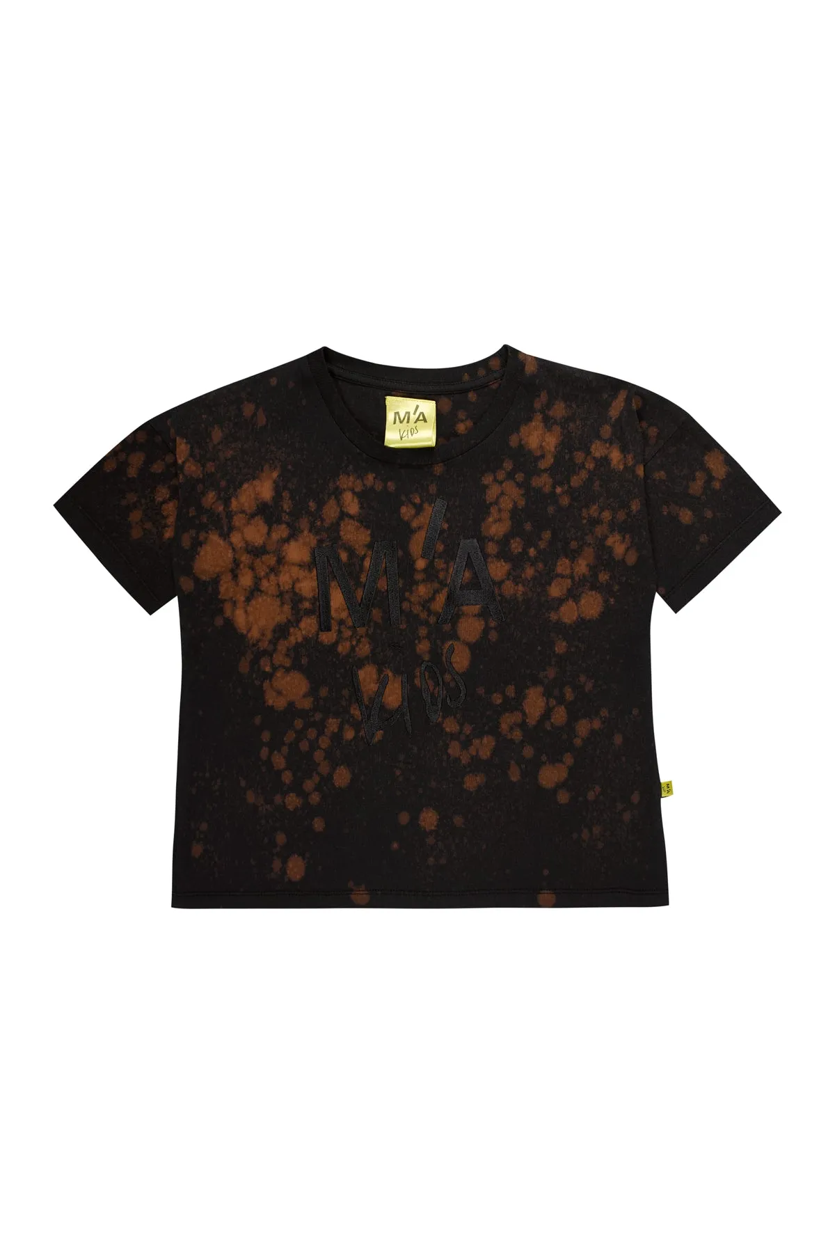 BLACK AND ORANGE SPLATTERED LOGO T-SHIRT
