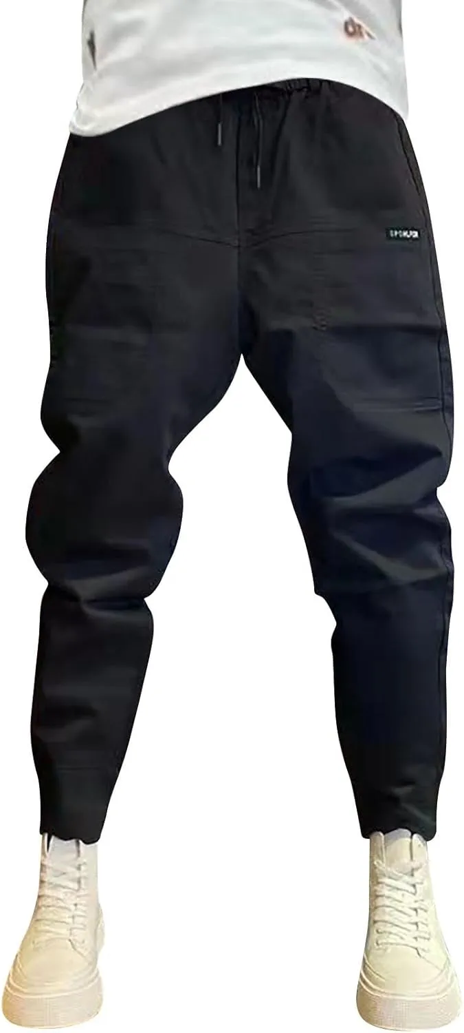 Cargo Joggers for Men Elastic Waist Stretch Lightweight Hiking Sweatpants Summer Casual Sports Trousers with Pockets