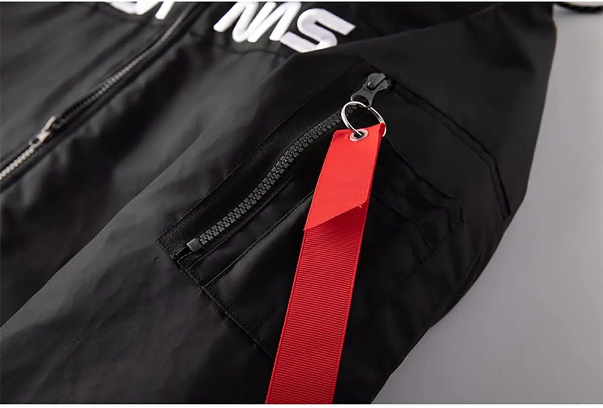 CORIRESHA Winter Men's NASA Bomber Jacket Stand Collar Thickened With Embroidery
