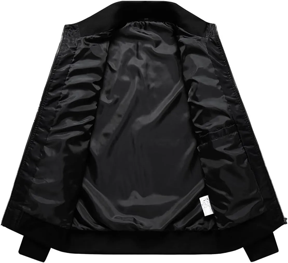 CORIRESHA Winter Men's NASA Bomber Jacket Stand Collar Thickened With Embroidery