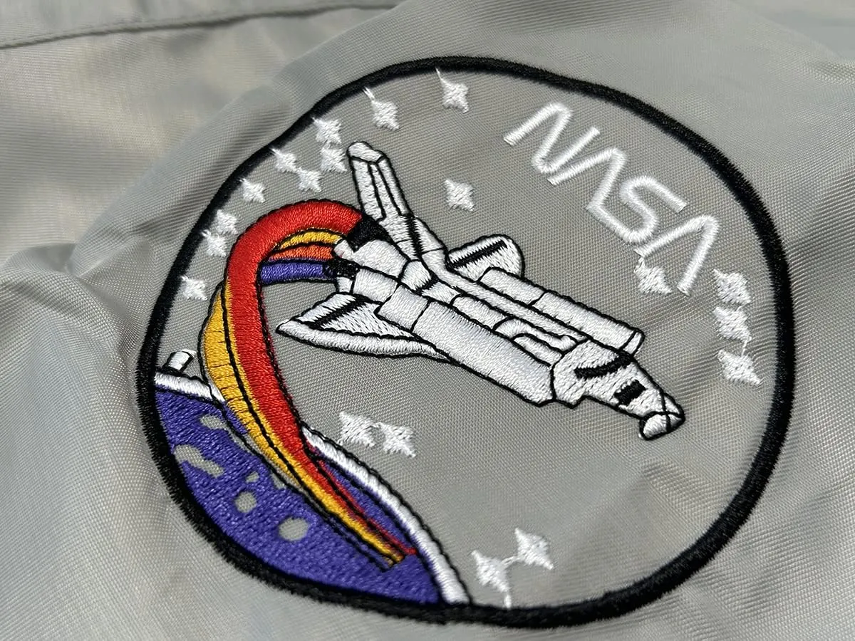 CORIRESHA Winter Men's NASA Bomber Jacket Stand Collar Thickened With Embroidery
