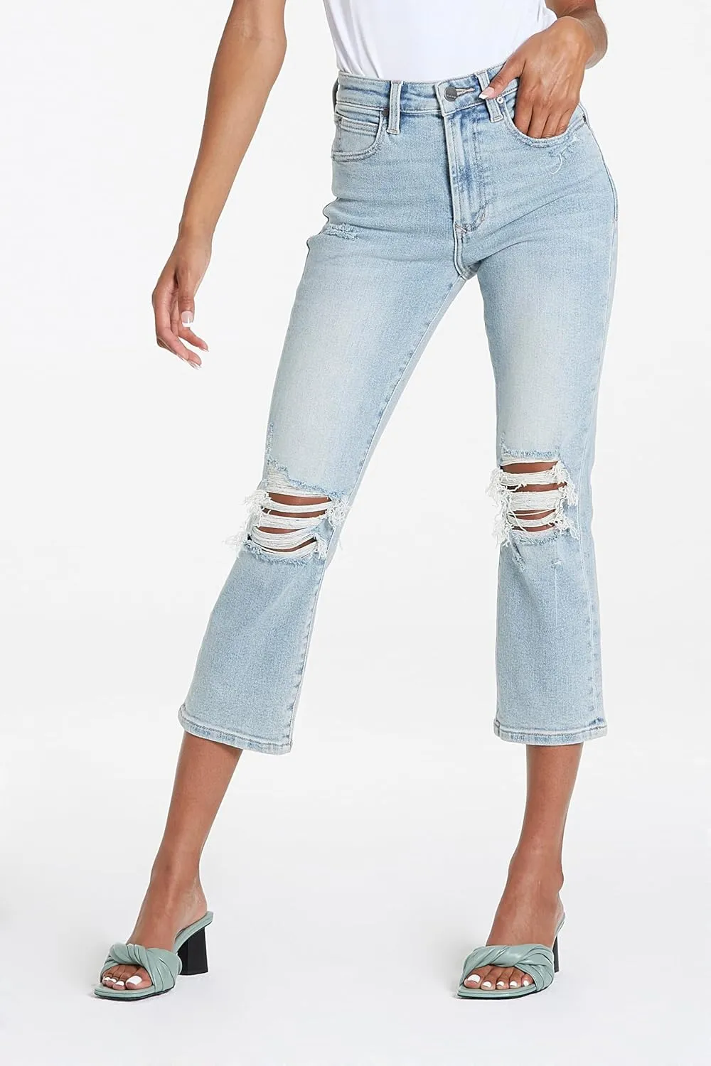 DEAR JOHN Frankie Women's Jeans Straight Fit Cropped High Rise
