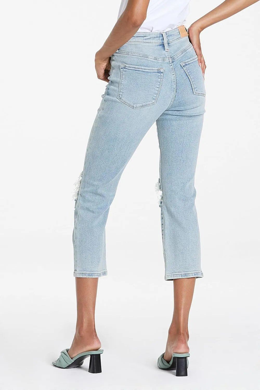 DEAR JOHN Frankie Women's Jeans Straight Fit Cropped High Rise