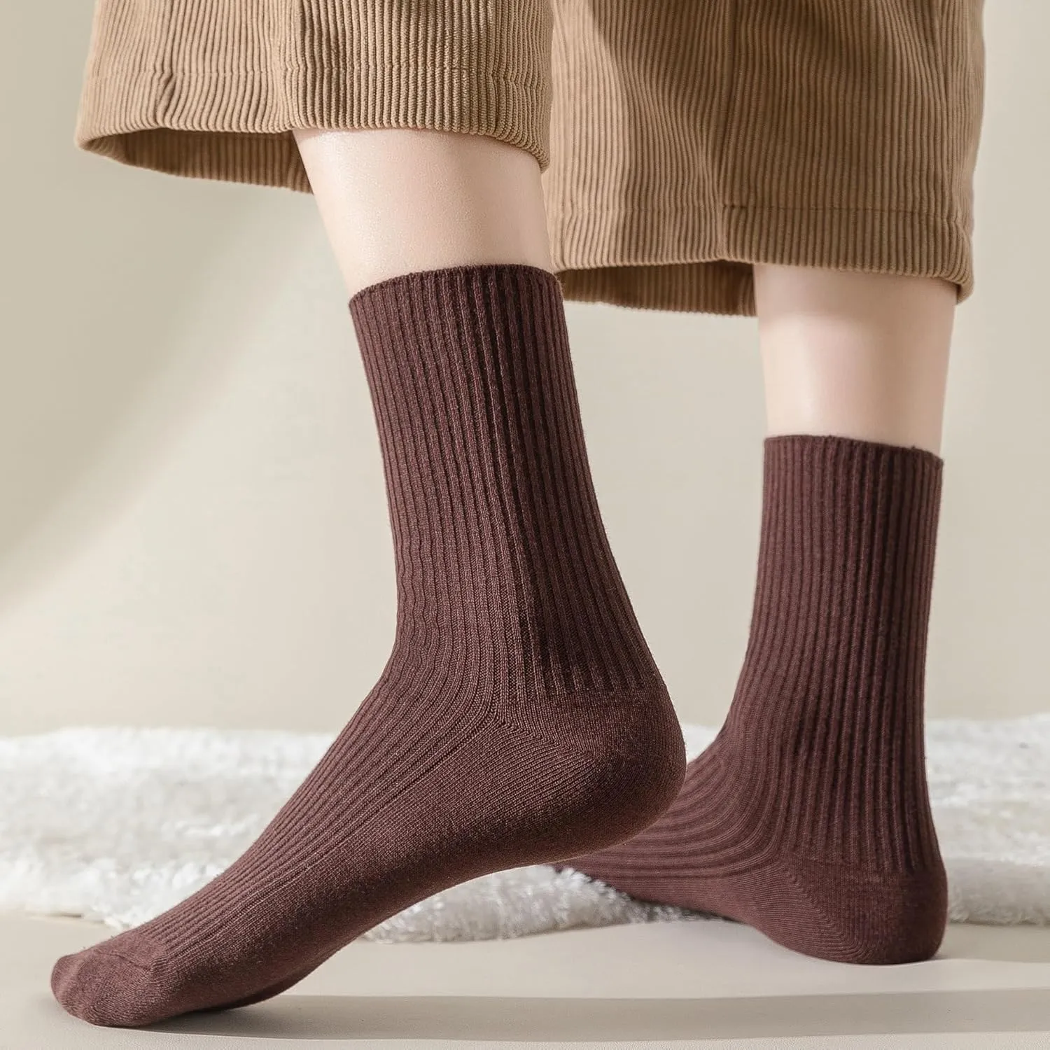 Flydo 6 Pack Women's Crew Socks - Cotton, Cute Casual Athletic Soft Aesthetic
