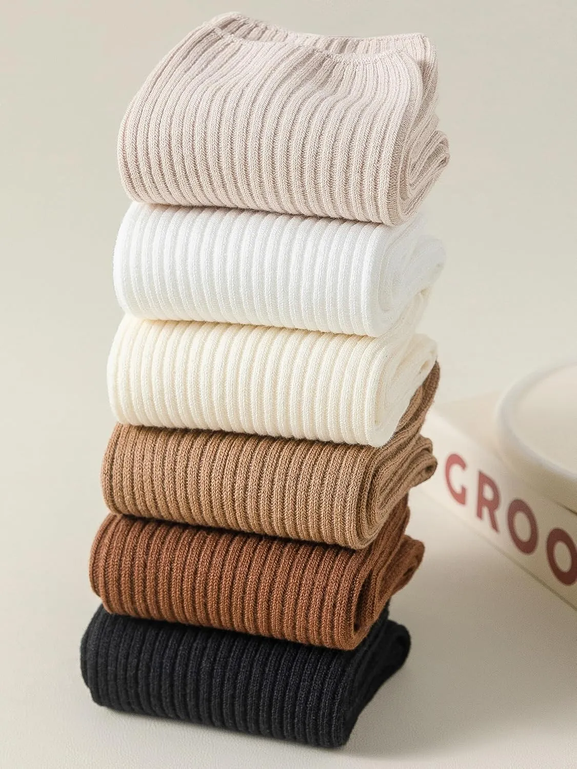 Flydo 6 Pack Women's Crew Socks - Cotton, Cute Casual Athletic Soft Aesthetic