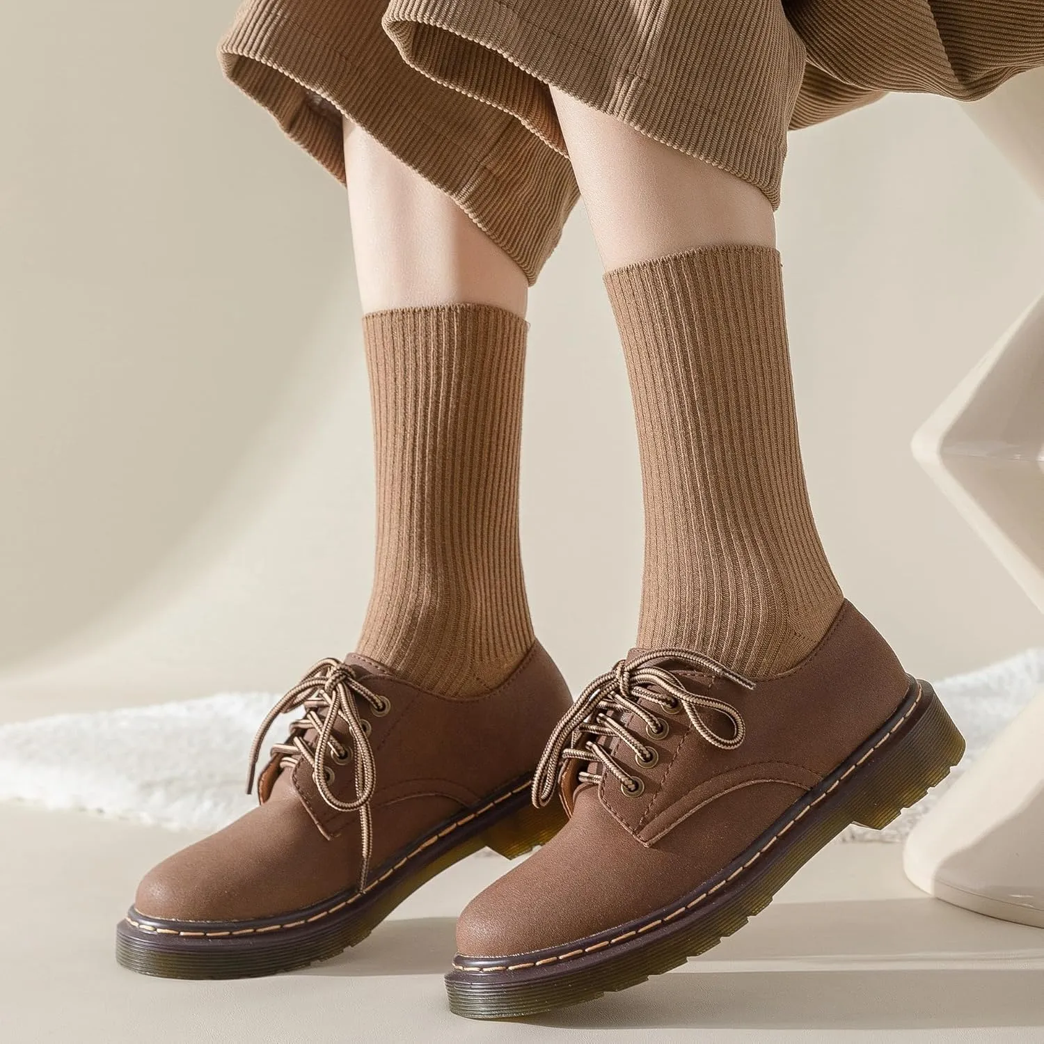 Flydo 6 Pack Women's Crew Socks - Cotton, Cute Casual Athletic Soft Aesthetic