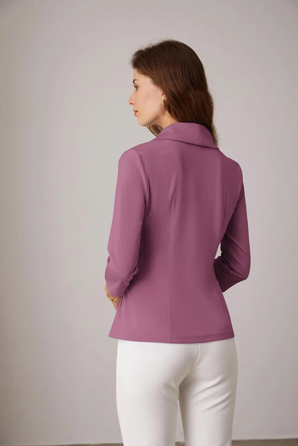 GRACE KARIN Women's V Neck Casual Work Tops 3/4 Sleeve Office Dressy Blouse Asymmetrical Elegant Shirts