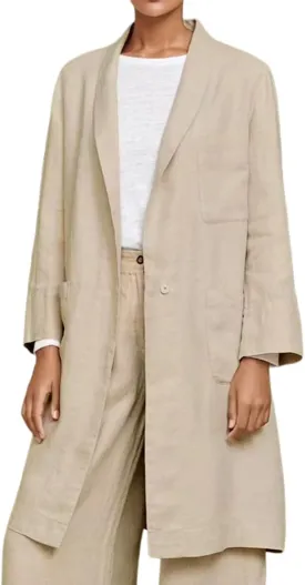 IDEALSANXUN Womens Long Cotton Linen Blazer Casual Lightweight Spring Jackets