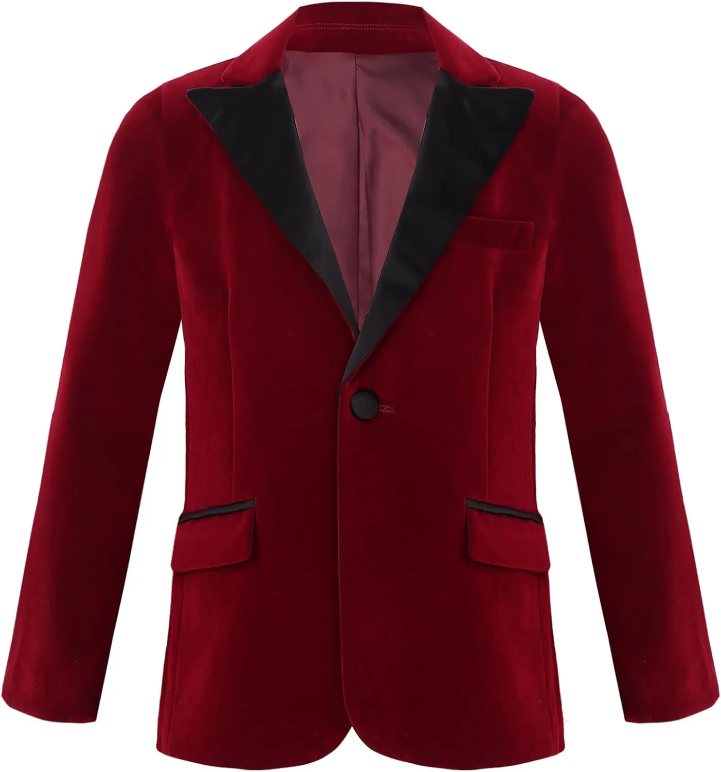 Kids Boys Velvet Blazer Jacket One Button Tuxedo Top Evening Formal V Neck Coat Suit