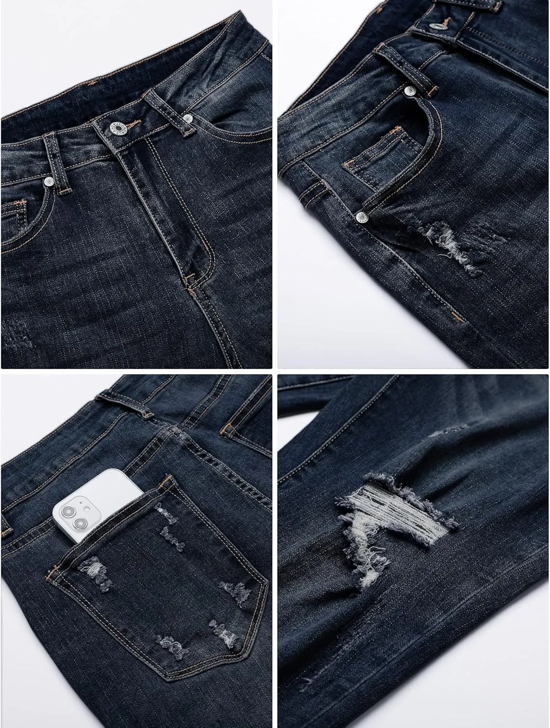 luvamia Capri Jeans for Women Stretch High Waisted Distressed Denim Capris Ripped Skinny Cropped Pants