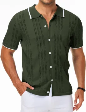 MAPICK Men's Button Down Polo Shirt Casual Short Sleeve Knit Shirt Summer Vacation Beach Clothes