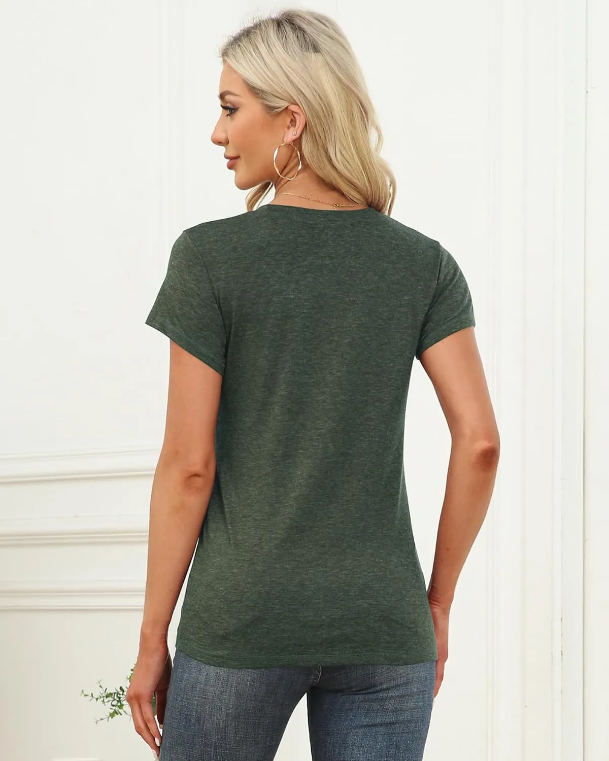 Memorose Womens Short Sleeve Tops Summer T Shirts Round Neck Causal Fashion Basic Tee