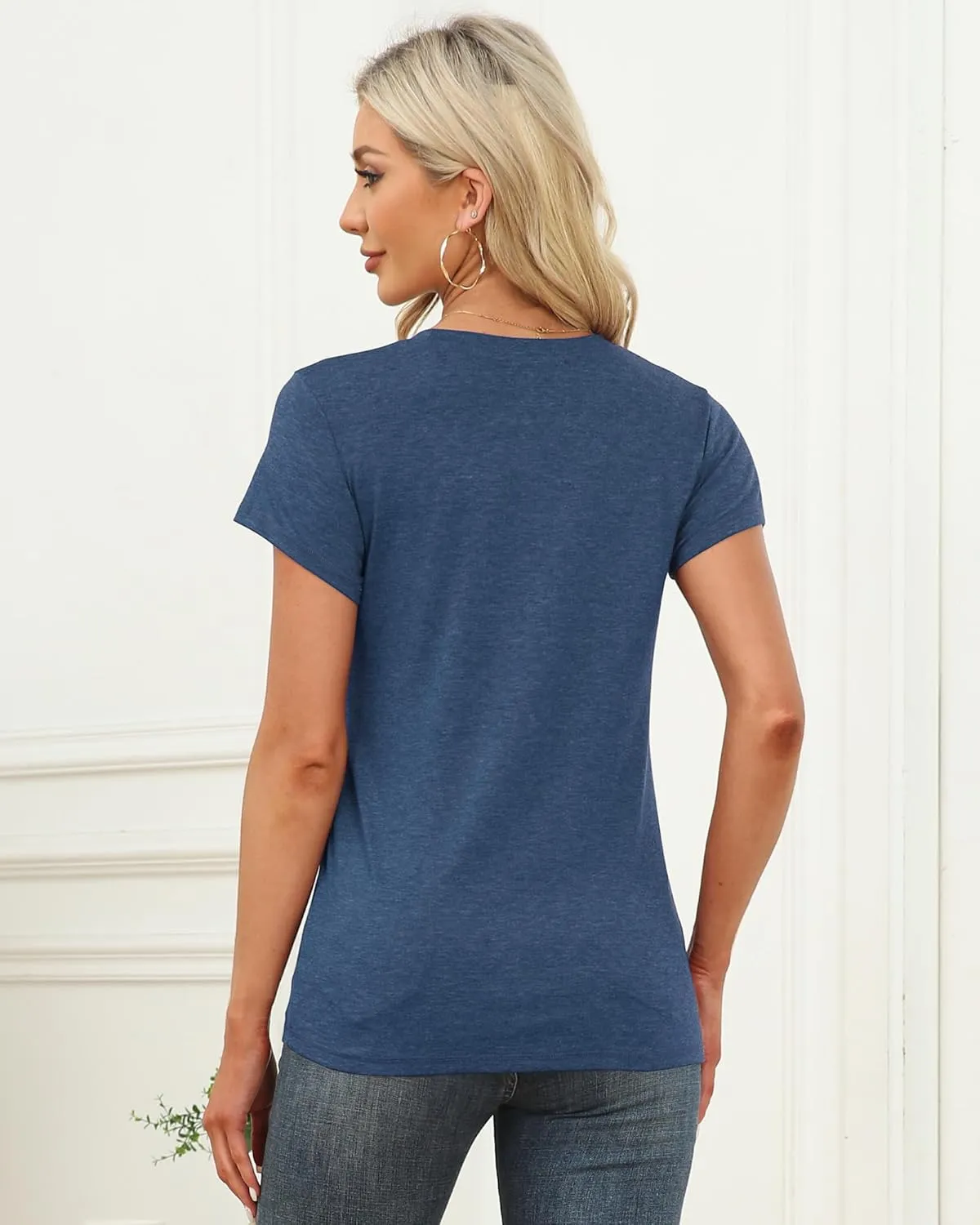 Memorose Womens Short Sleeve Tops Summer T Shirts Round Neck Causal Fashion Basic Tee