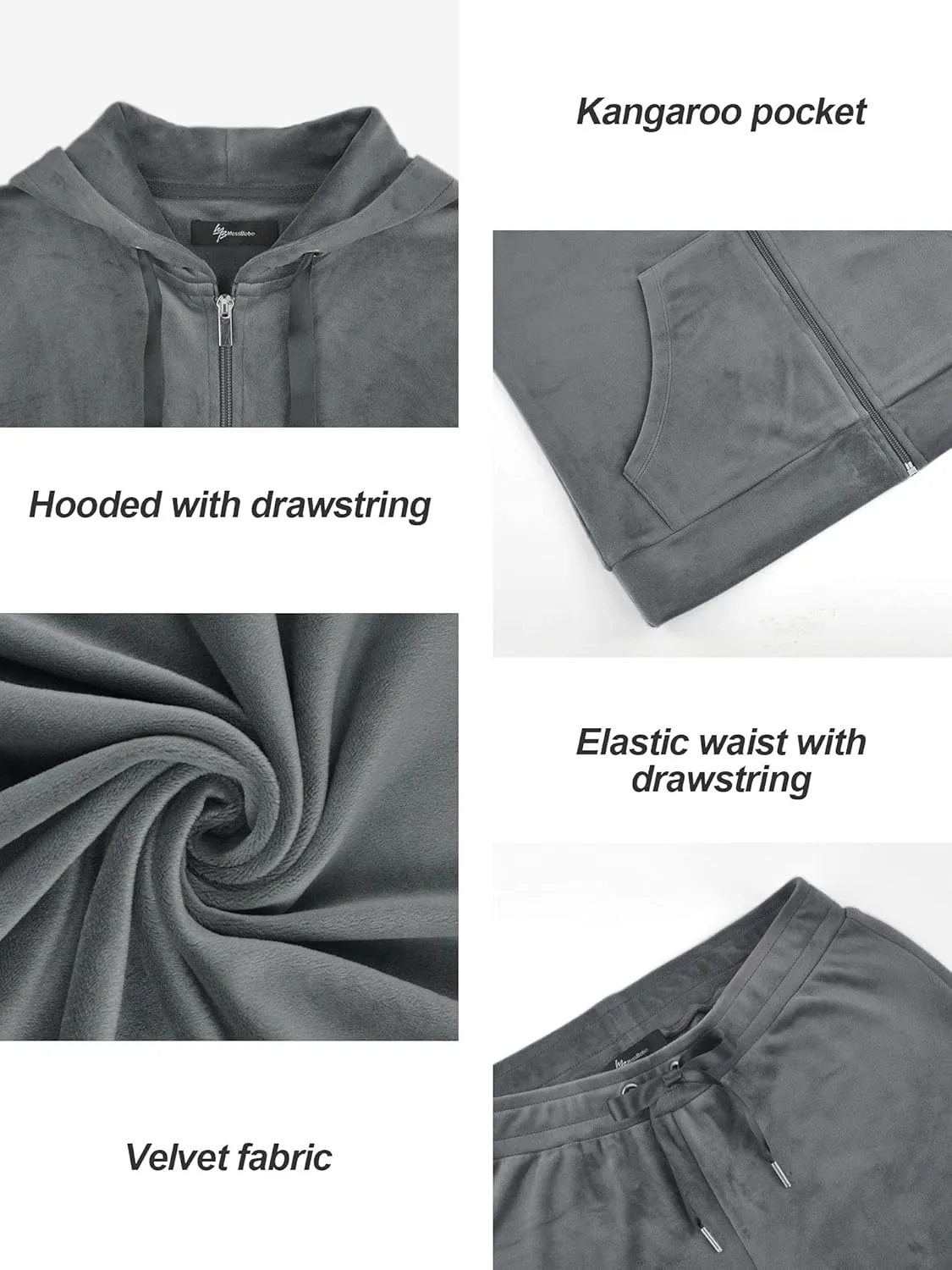 MessBebe Womens Velour Tracksuits Set Long Sleeve Sweatsuits 2 Piece Sports Outfit Zip Hoodie Sweatpants Joggers Set