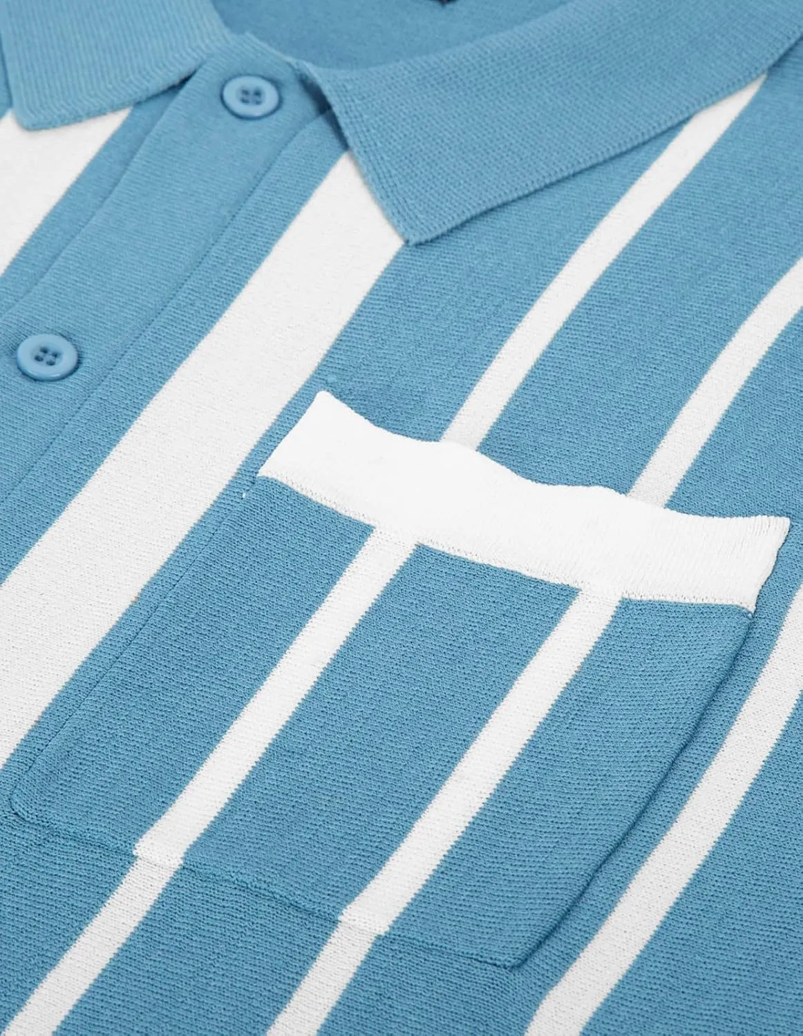 PJ PAUL JONES Mens Polo Shirts Vintage Striped Button Down Knitted Golf Shirts