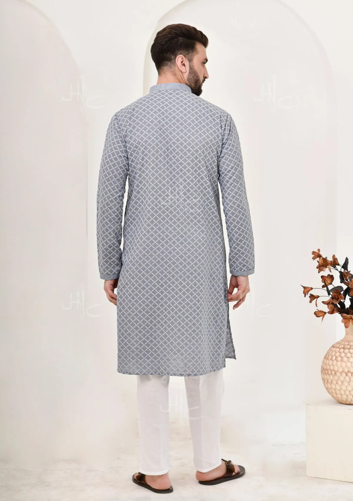 Shaan Chikankari Cotton Straight Men's Kurta