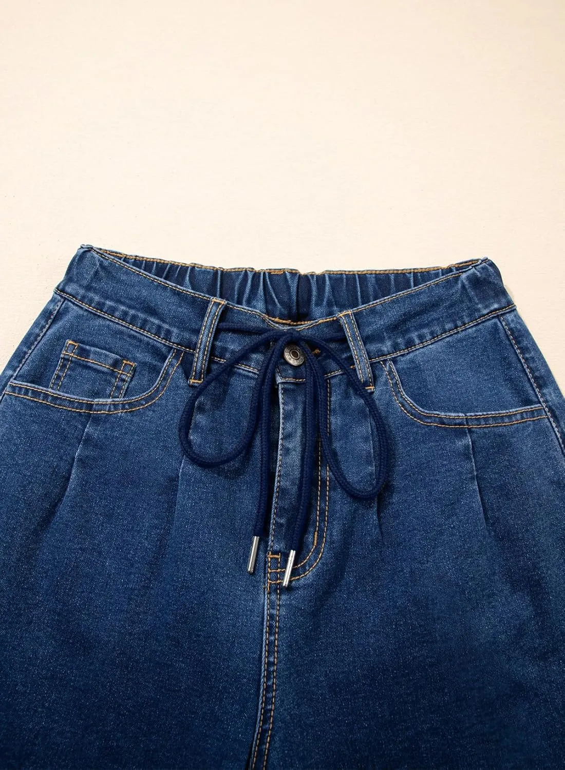 Sidefeel Women's Wide Leg Jeans High Waisted Stretchy Straight Baggy Drawstring Denim Pants