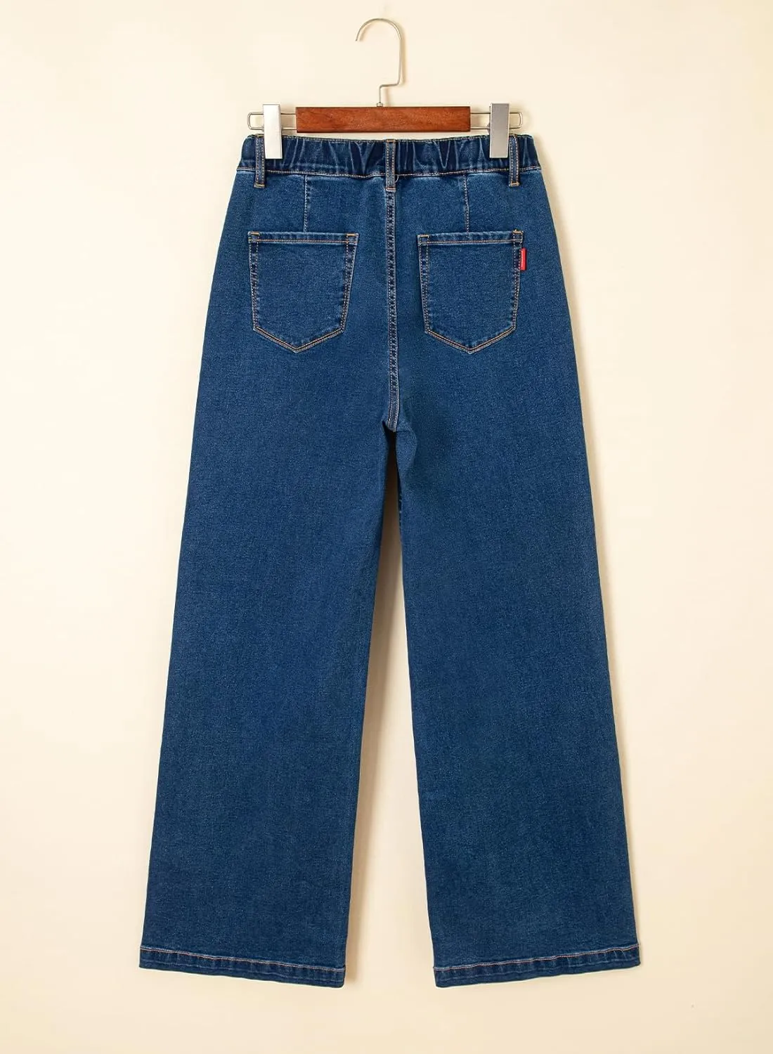 Sidefeel Women's Wide Leg Jeans High Waisted Stretchy Straight Baggy Drawstring Denim Pants