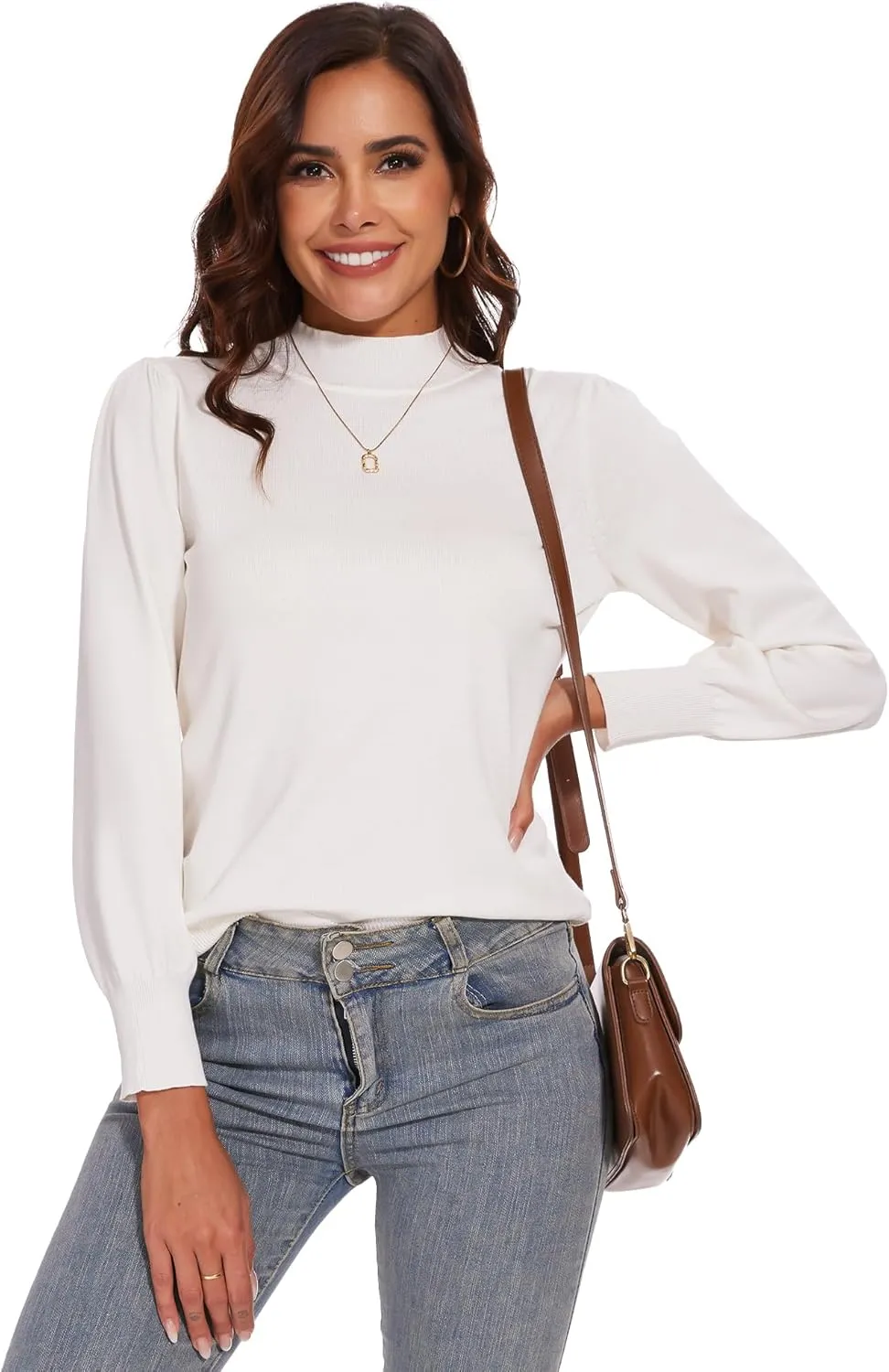 Spicy Sandia Women's Turtleneck Mock Neck Sweater Long Sleeves Casual Dressy Knit Pullover Tops Fall Winter Trendy