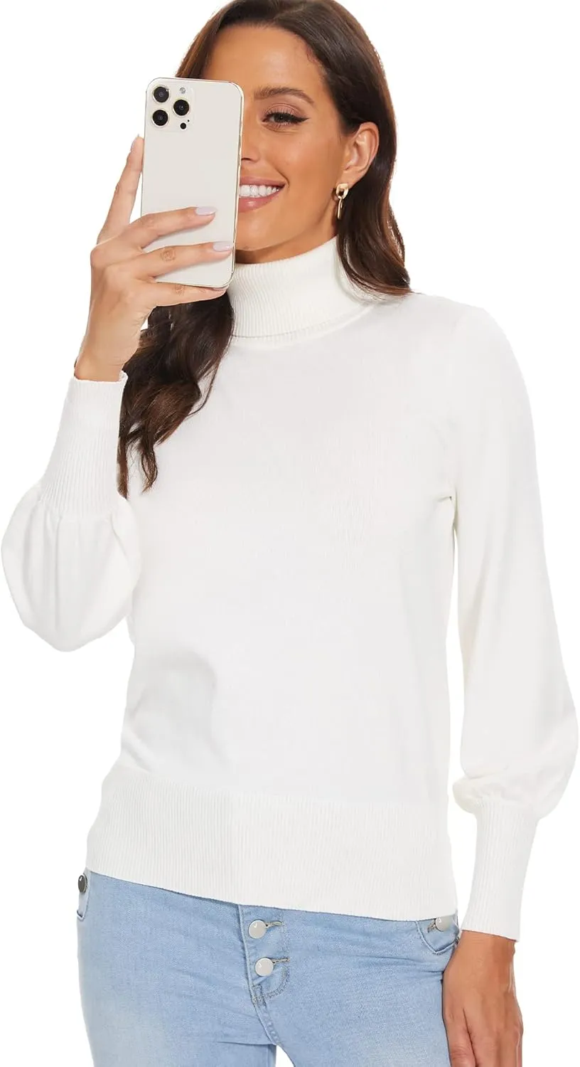 Spicy Sandia Women's Turtleneck Mock Neck Sweater Long Sleeves Casual Dressy Knit Pullover Tops Fall Winter Trendy
