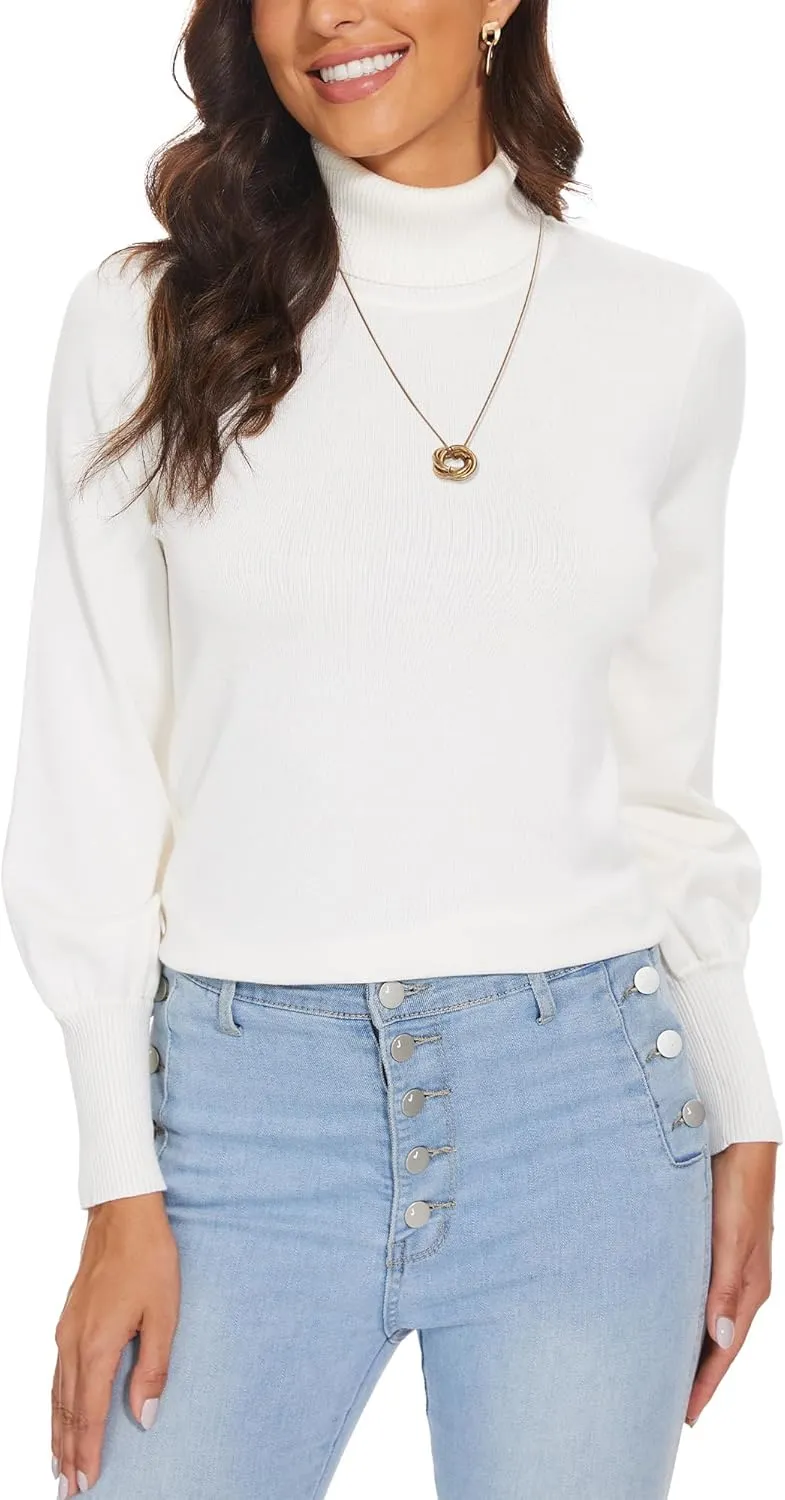 Spicy Sandia Women's Turtleneck Mock Neck Sweater Long Sleeves Casual Dressy Knit Pullover Tops Fall Winter Trendy