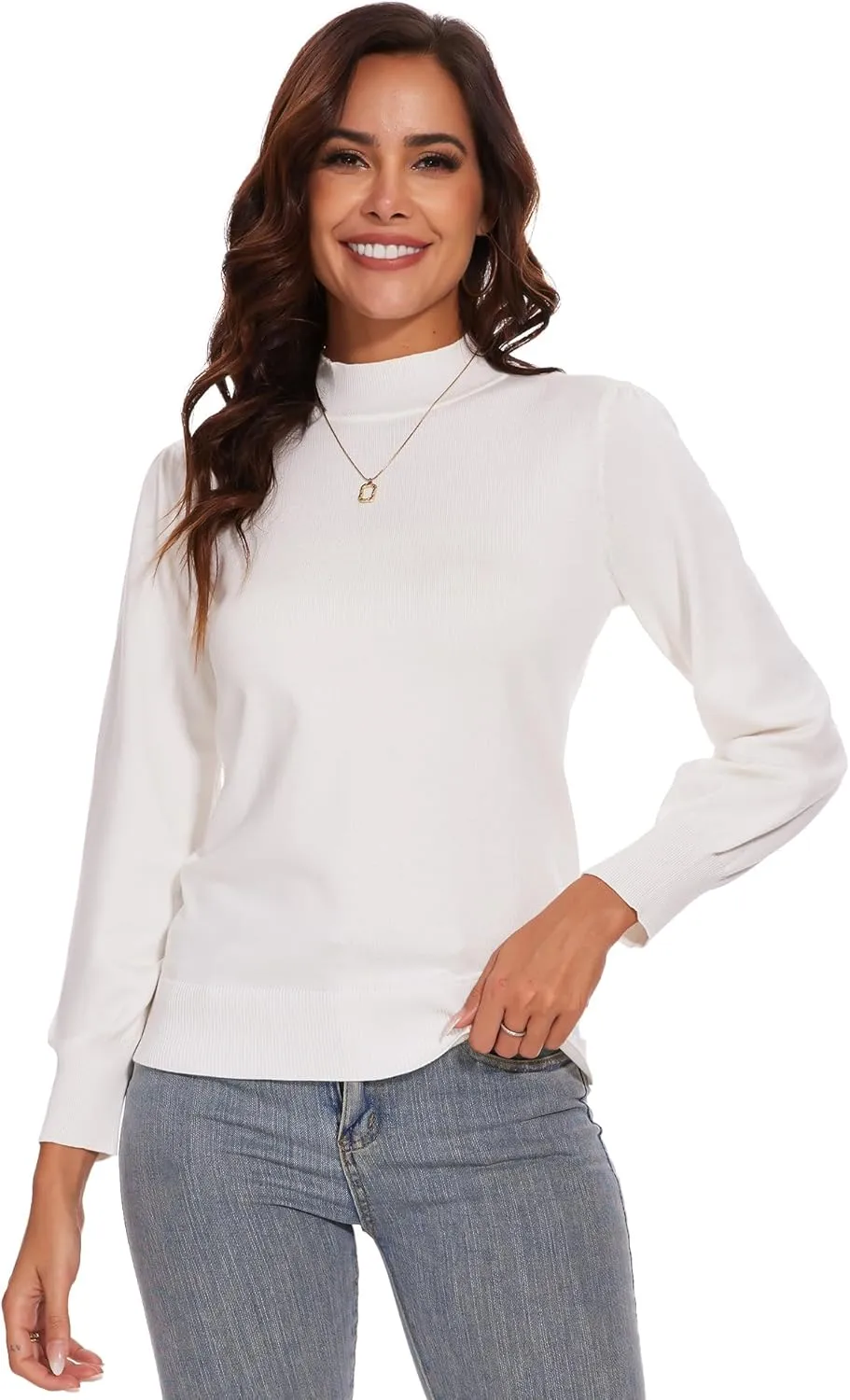 Spicy Sandia Women's Turtleneck Mock Neck Sweater Long Sleeves Casual Dressy Knit Pullover Tops Fall Winter Trendy