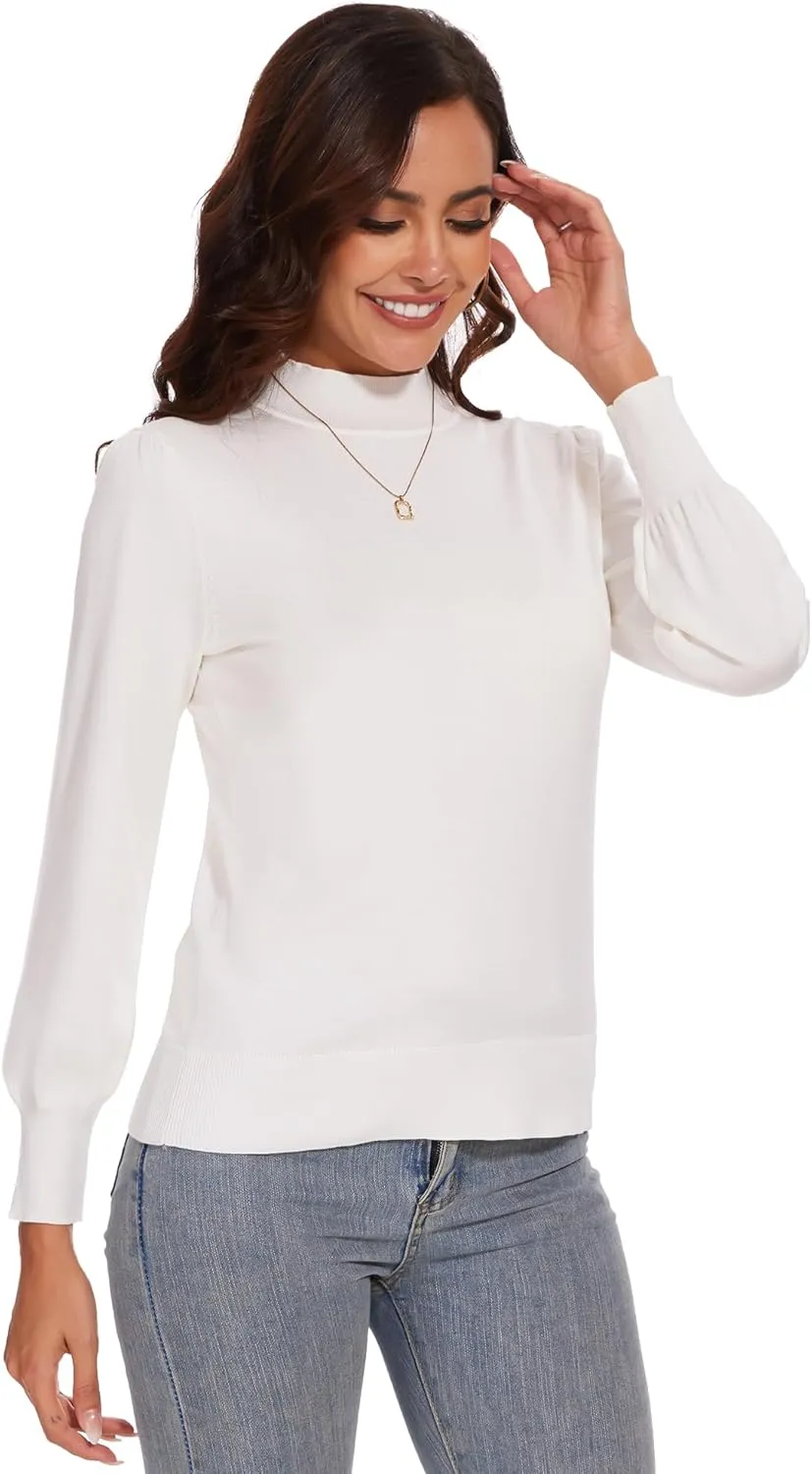 Spicy Sandia Women's Turtleneck Mock Neck Sweater Long Sleeves Casual Dressy Knit Pullover Tops Fall Winter Trendy