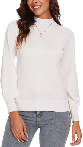 Spicy Sandia Women's Turtleneck Mock Neck Sweater Long Sleeves Casual Dressy Knit Pullover Tops Fall Winter Trendy