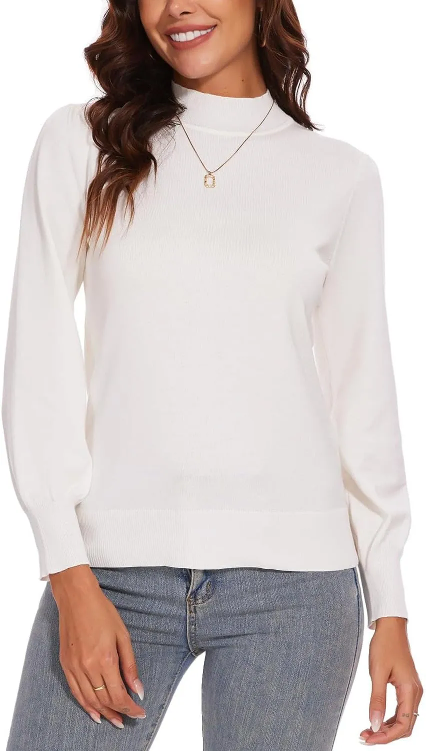 Spicy Sandia Women's Turtleneck Mock Neck Sweater Long Sleeves Casual Dressy Knit Pullover Tops Fall Winter Trendy
