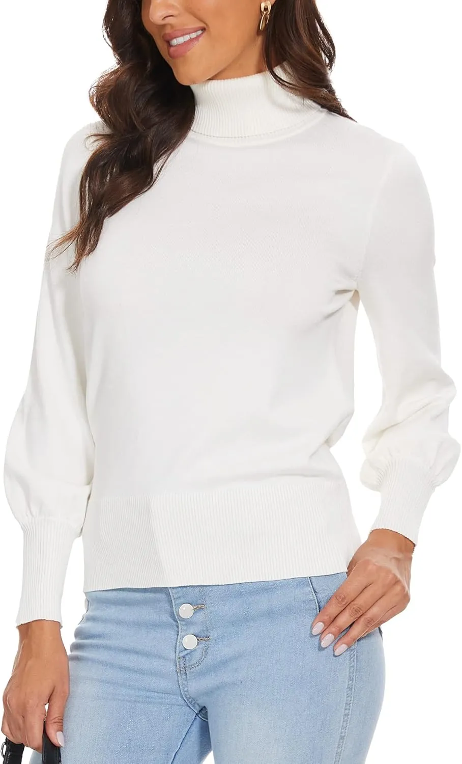 Spicy Sandia Women's Turtleneck Mock Neck Sweater Long Sleeves Casual Dressy Knit Pullover Tops Fall Winter Trendy