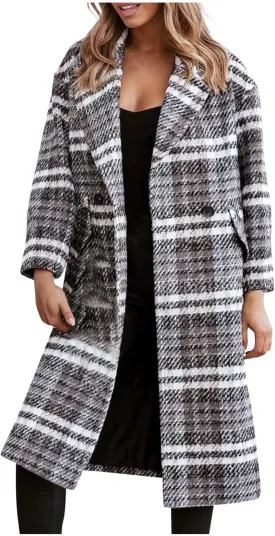 Womens Fall Fashion 2024 Long Cardigans Sweater 2024 Casual Lapel Open Front Knit Warm Jacket Long Blazer Coat